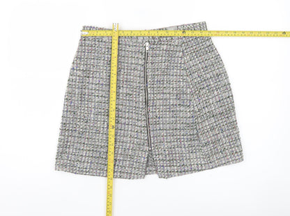 ASOS Women Grey Short Tweed Pencil Skirt Size 12 Zip Detail