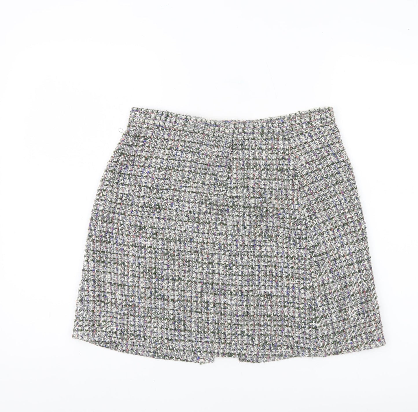 ASOS Women Grey Short Tweed Pencil Skirt Size 12 Zip Detail