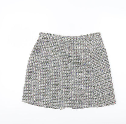 ASOS Women Grey Short Tweed Pencil Skirt Size 12 Zip Detail