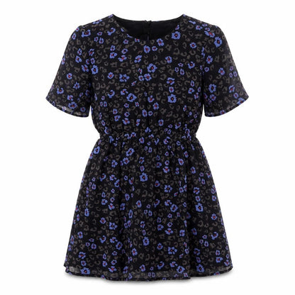 Pins and Needles Women’s Black Skater Dress M Short Sleeve Animal Print