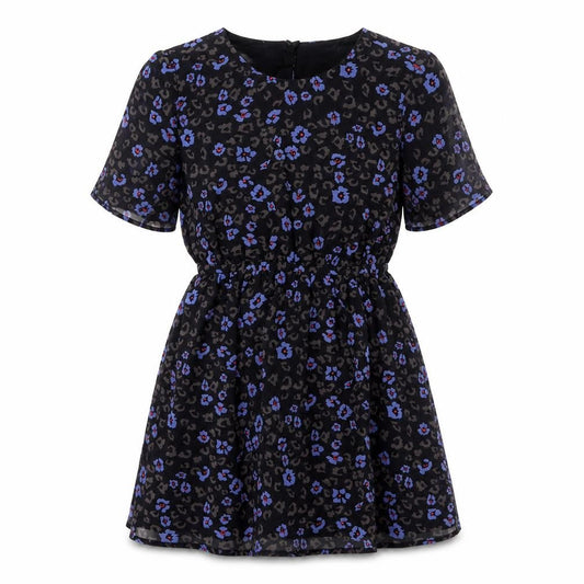 Pins and Needles Women’s Black Skater Dress M Short Sleeve Animal Print