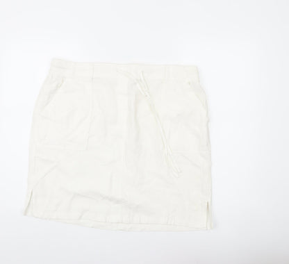 Marks and Spencer Womens White Linen Blend Skirt Size 18 Knee Length