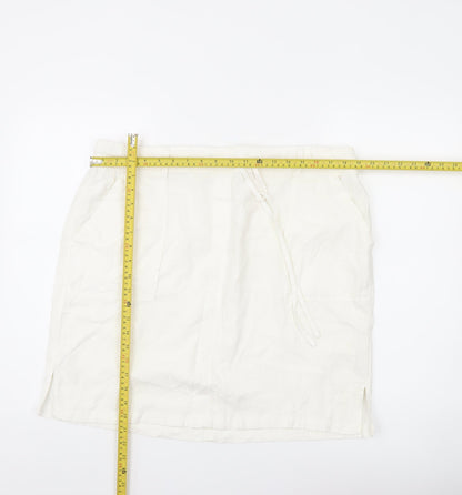 Marks and Spencer Womens White Linen Blend Skirt Size 18 Knee Length