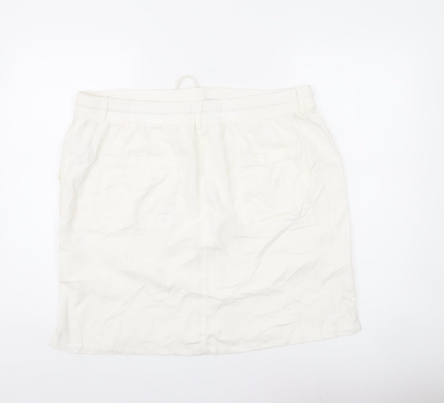 Marks and Spencer Womens White Linen Blend Skirt Size 18 Knee Length