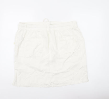 Marks and Spencer Womens White Linen Blend Skirt Size 18 Knee Length