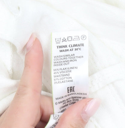 Marks and Spencer Womens White Linen Blend Skirt Size 18 Knee Length