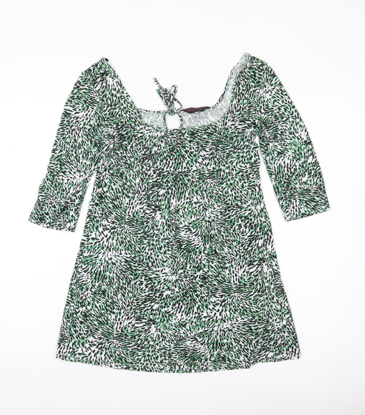 Miss Selfridge Womens Green Animal Print Tunic Blouse Size 10