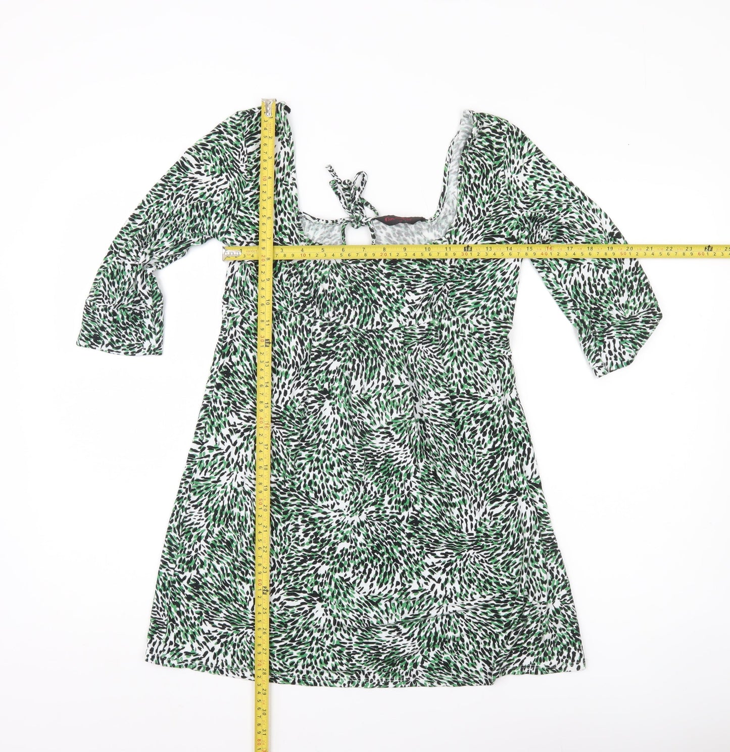 Miss Selfridge Womens Green Animal Print Tunic Blouse Size 10