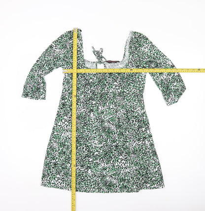 Miss Selfridge Womens Green Animal Print Tunic Blouse Size 10