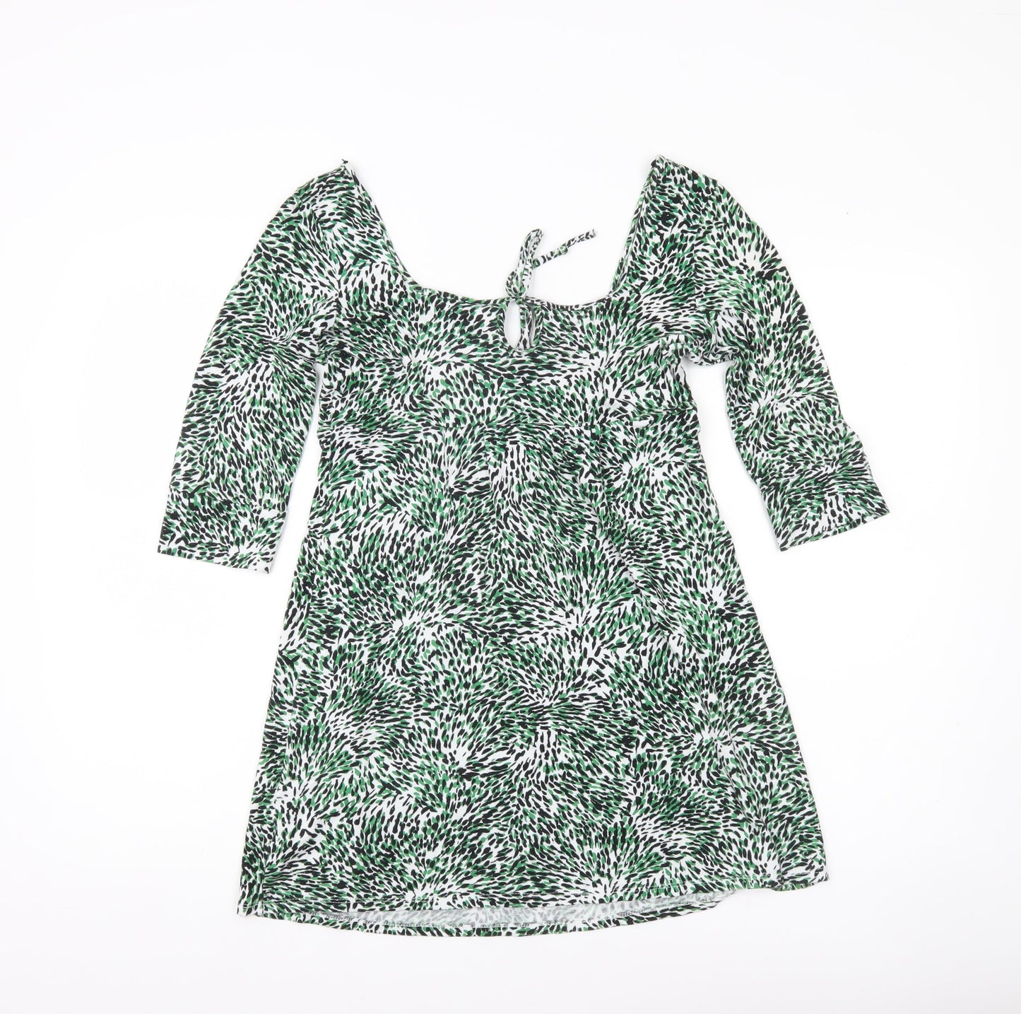 Miss Selfridge Womens Green Animal Print Tunic Blouse Size 10