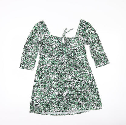 Miss Selfridge Womens Green Animal Print Tunic Blouse Size 10