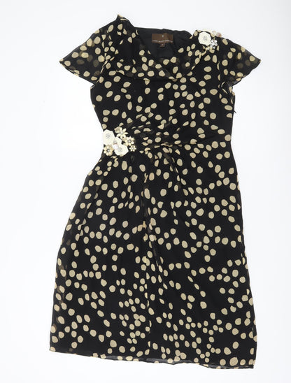 Fenn Wright Manson Women’s Black Polka Dot Silk Sheath Dress Size 10