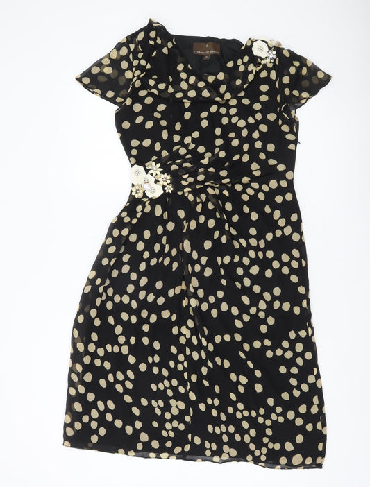Fenn Wright Manson Women’s Black Polka Dot Silk Sheath Dress Size 10