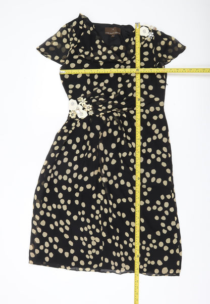 Fenn Wright Manson Women’s Black Polka Dot Silk Sheath Dress Size 10