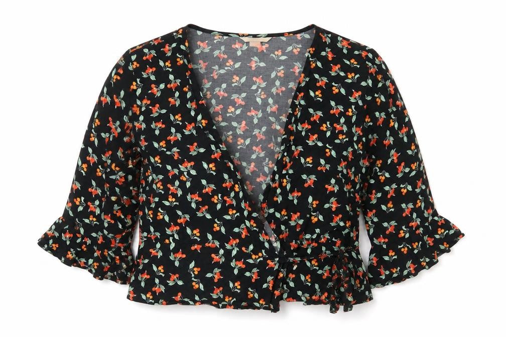 Womens UK Size 10 H&M Black Wrap Blouse