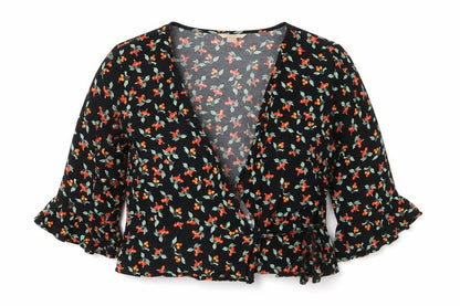 Womens UK Size 10 H&M Black Wrap Blouse