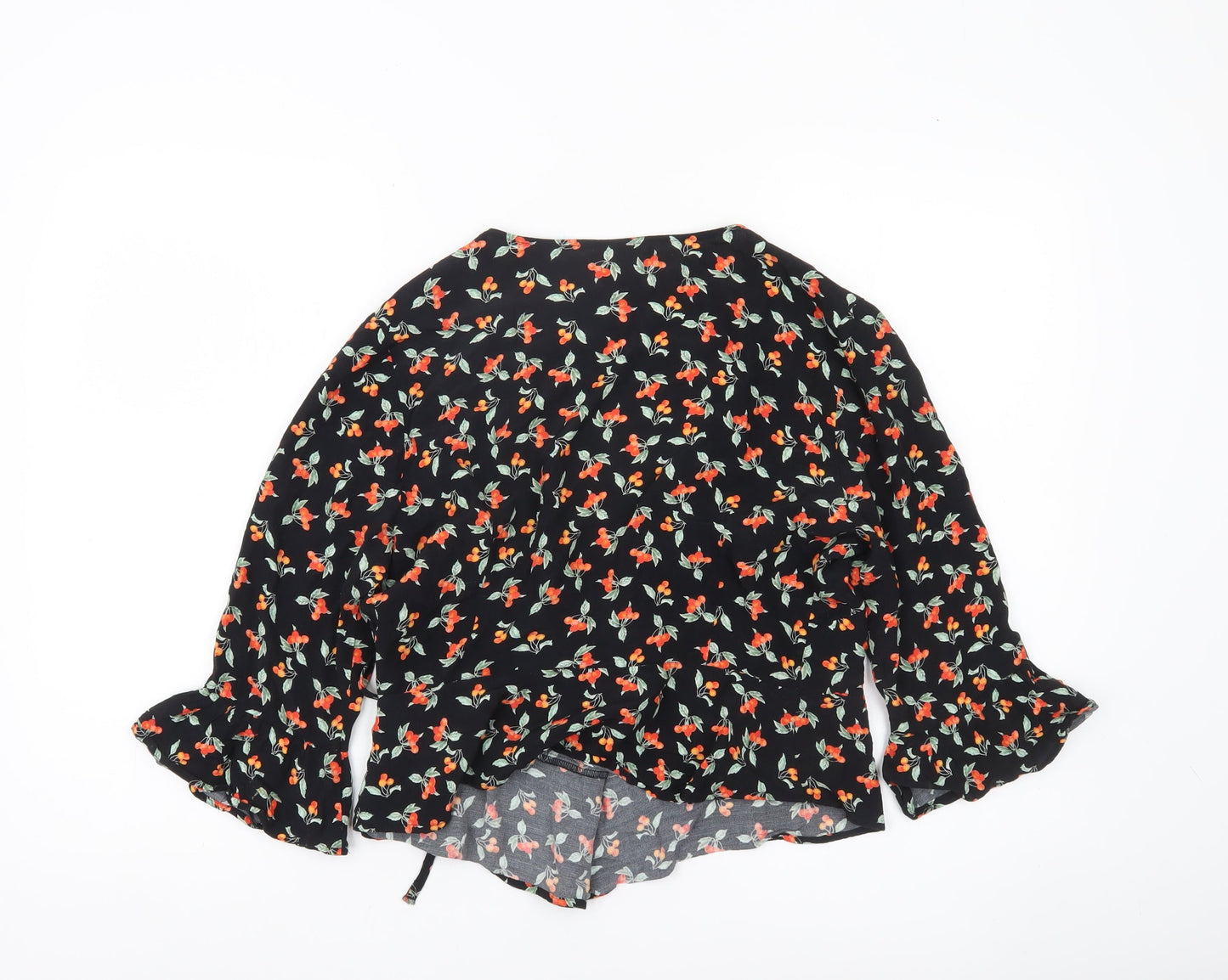 Womens UK Size 10 H&M Black Wrap Blouse