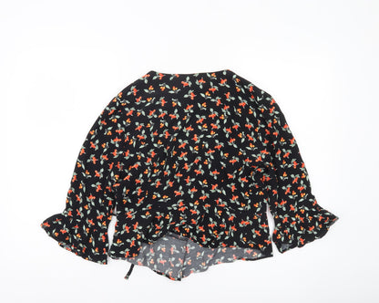 Womens UK Size 10 H&M Black Wrap Blouse