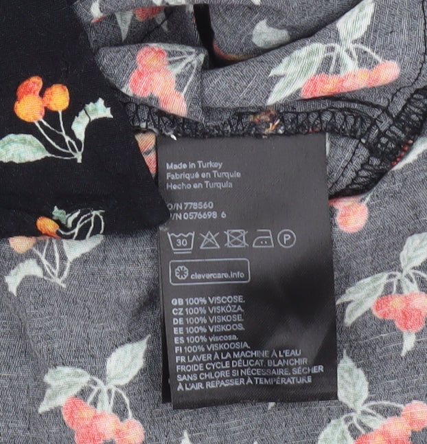 Womens UK Size 10 H&M Black Wrap Blouse