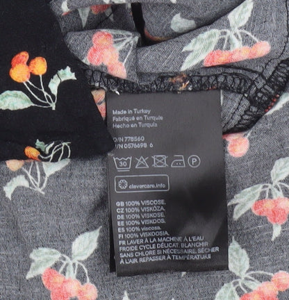 Womens UK Size 10 H&M Black Wrap Blouse