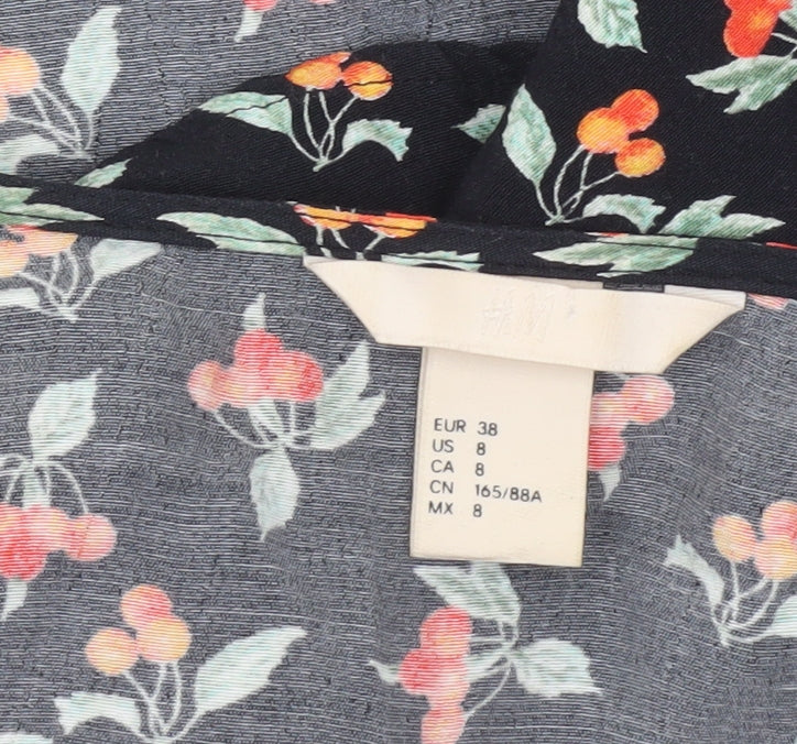 Womens UK Size 10 H&M Black Wrap Blouse