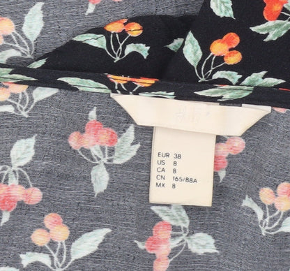 Womens UK Size 10 H&M Black Wrap Blouse