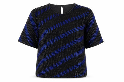 Debenhams Début Women Black Blue Sequin Tunic Blouse Size 16