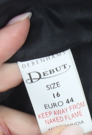 Debenhams Début Women Black Blue Sequin Tunic Blouse Size 16