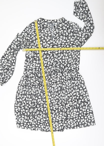 Papaya Women’s Black White Floral Smock Dress Size 10