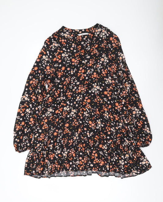 Tu Women’s Black Floral A-Line Knee Length Dress Size 12