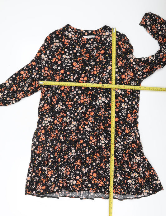 Tu Women’s Black Floral A-Line Knee Length Dress Size 12