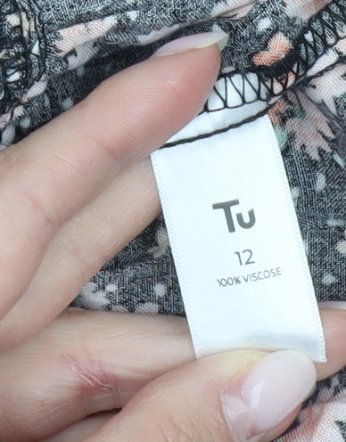 Tu Women’s Black Floral A-Line Knee Length Dress Size 12