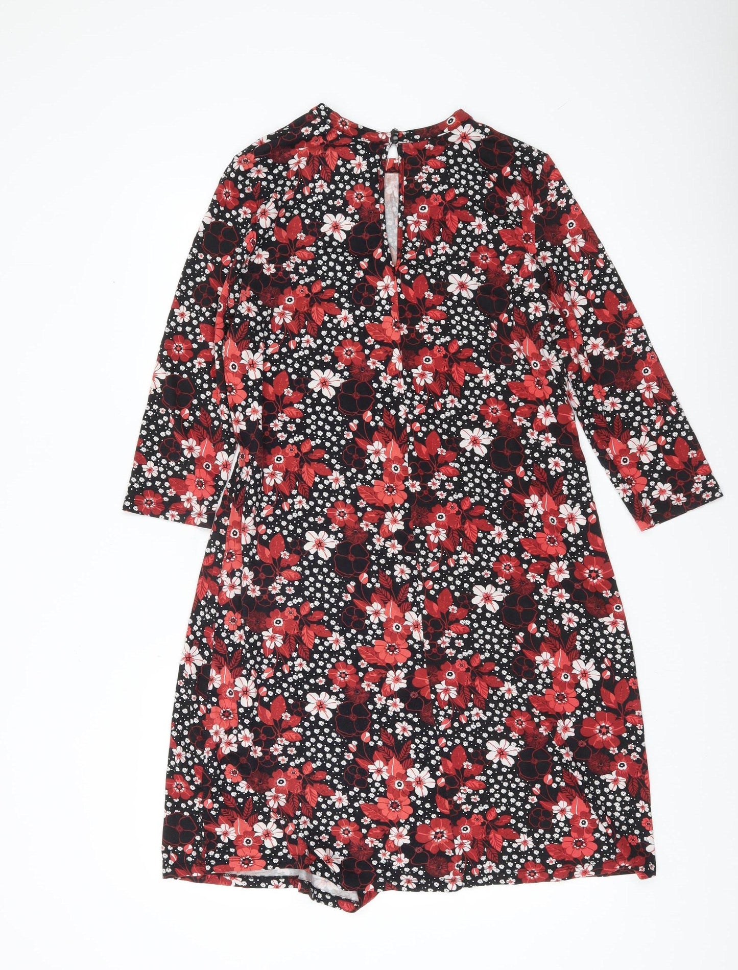 Marks and Spencer Women’s Black Floral Shift Dress UK 12 Long Sleeve