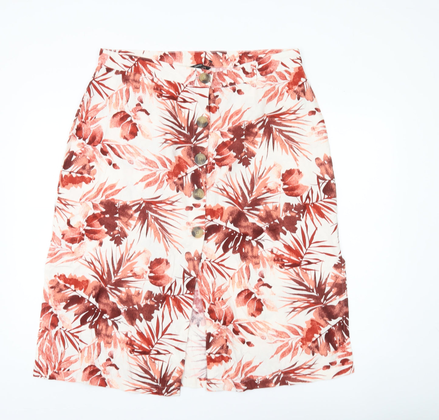 George Womens Tropical Floral Button Skirt Size 18 Linen Blend