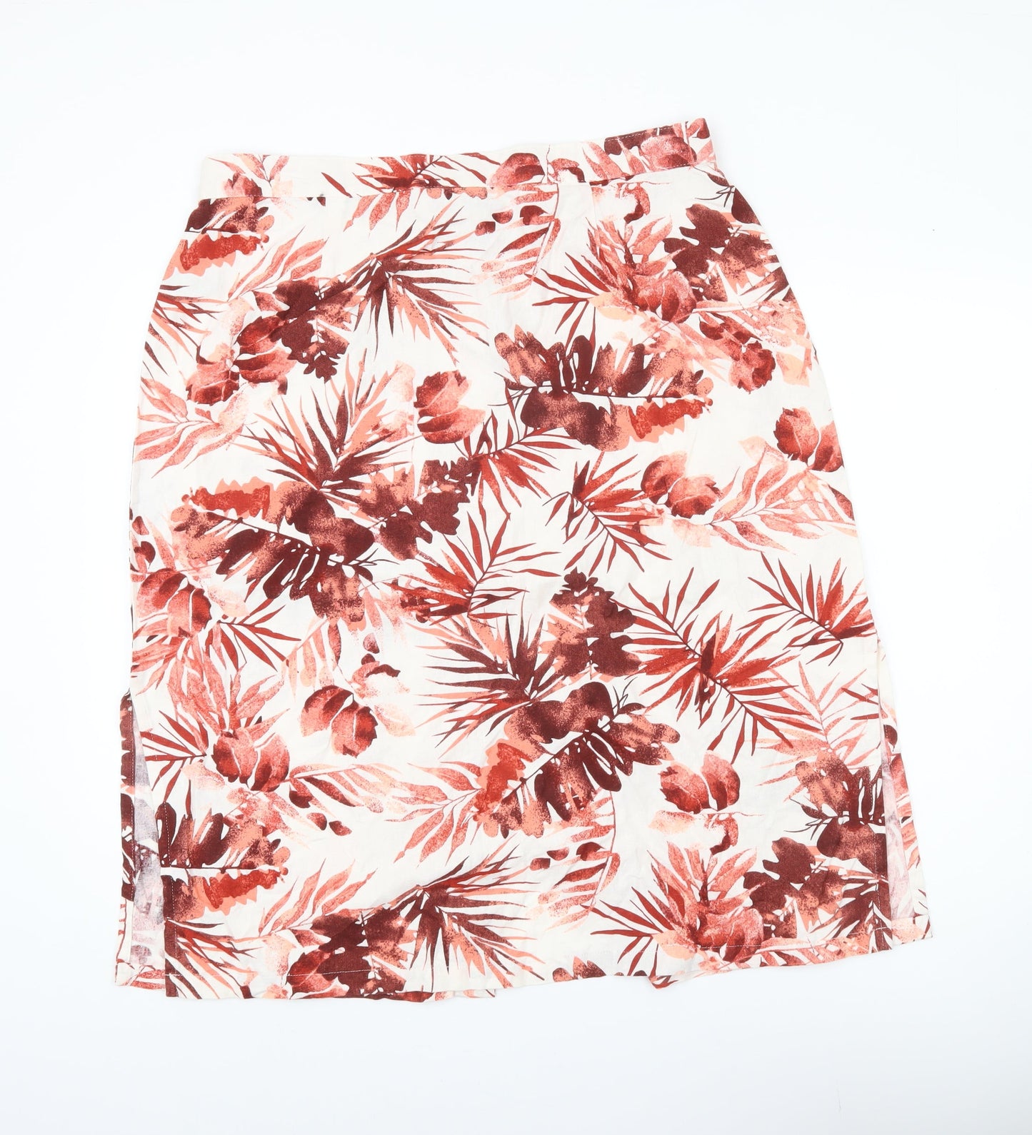 George Womens Tropical Floral Button Skirt Size 18 Linen Blend