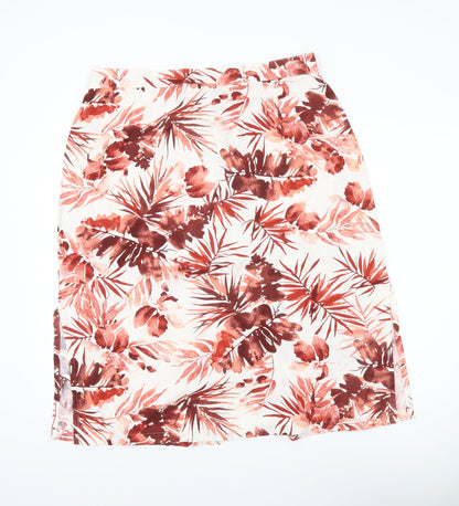 George Womens Tropical Floral Button Skirt Size 18 Linen Blend