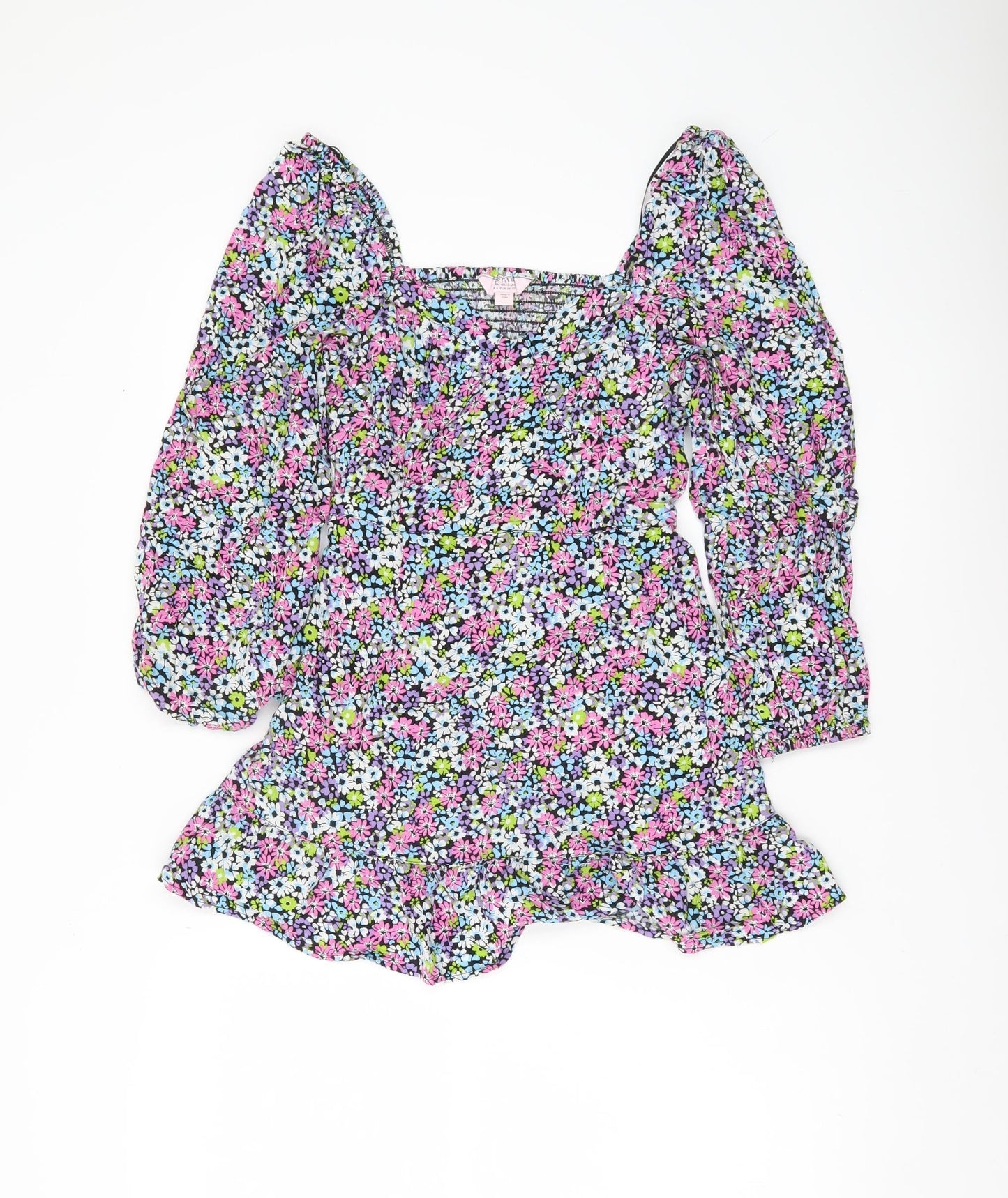 Miss Selfridge Women’s Petite Floral Mini Dress UK 6 Puff Sleeve