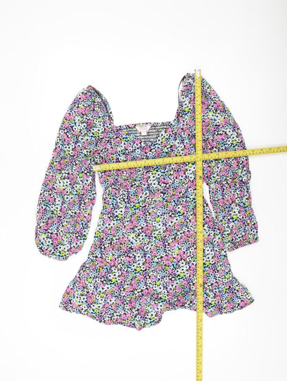 Miss Selfridge Women’s Petite Floral Mini Dress UK 6 Puff Sleeve