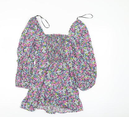 Miss Selfridge Women’s Petite Floral Mini Dress UK 6 Puff Sleeve