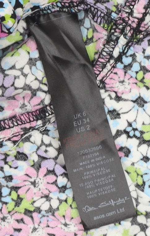 Miss Selfridge Women’s Petite Floral Mini Dress UK 6 Puff Sleeve