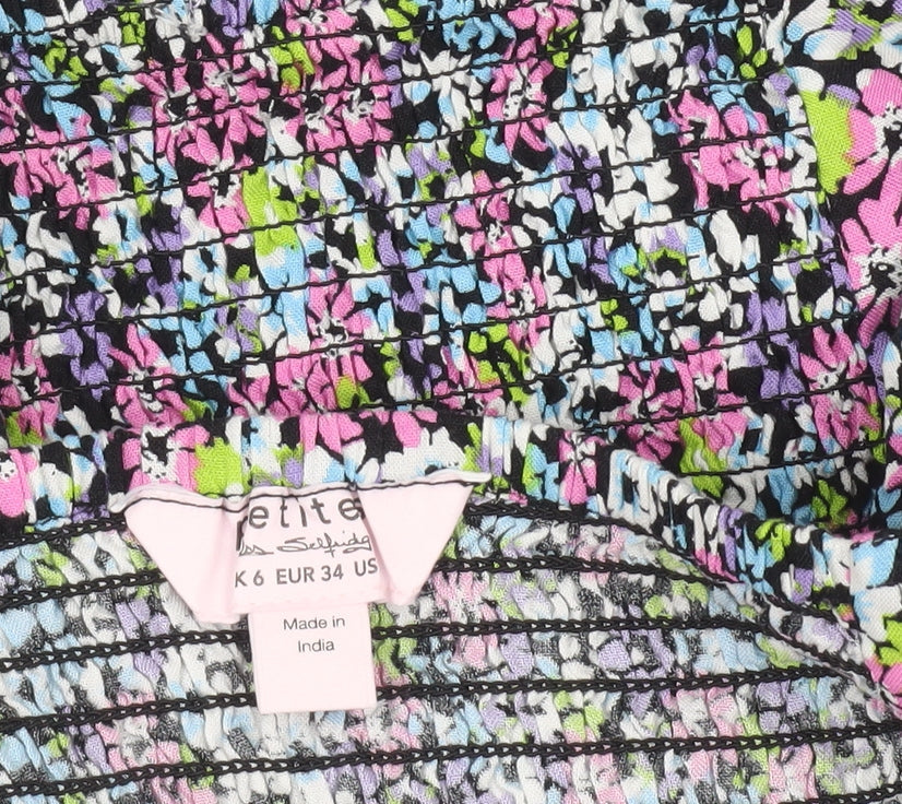 Miss Selfridge Women’s Petite Floral Mini Dress UK 6 Puff Sleeve