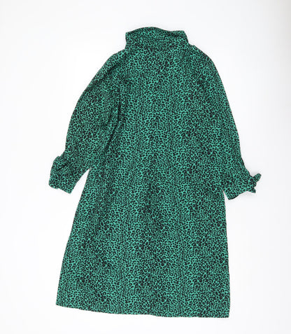 Dancing Leopard Women Green Animal Print Shirt Dress Size 12