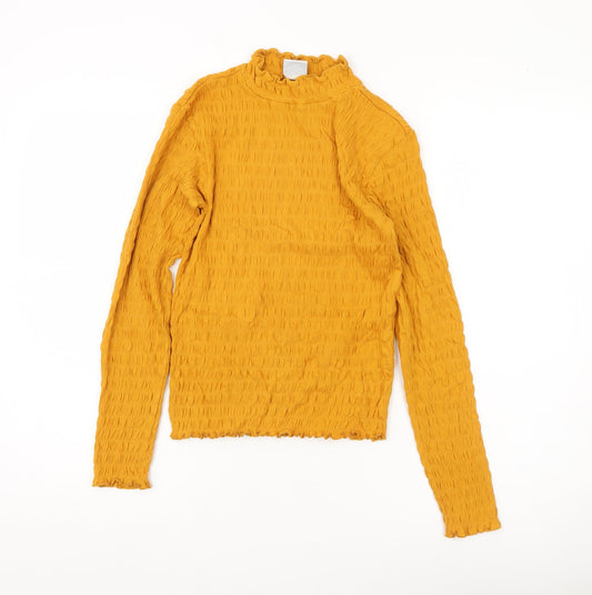 Jacqueline de Yong Women’s Yellow XS Slim Fit Mock Neck Top