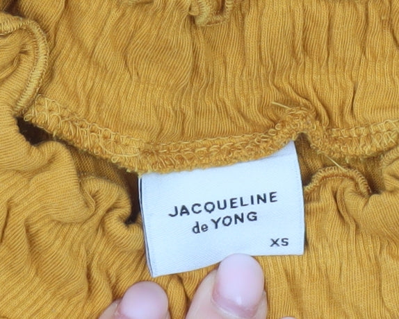 Womens UK Size XS Jacqueline de Yong Yellow Basic T-Shirt