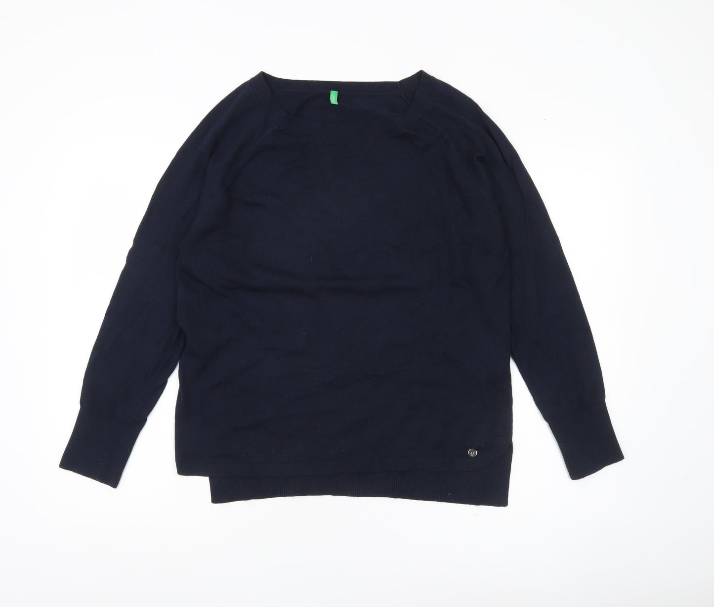 Womens UK Size L United Colors of Benetton Blue Pullover Jumper