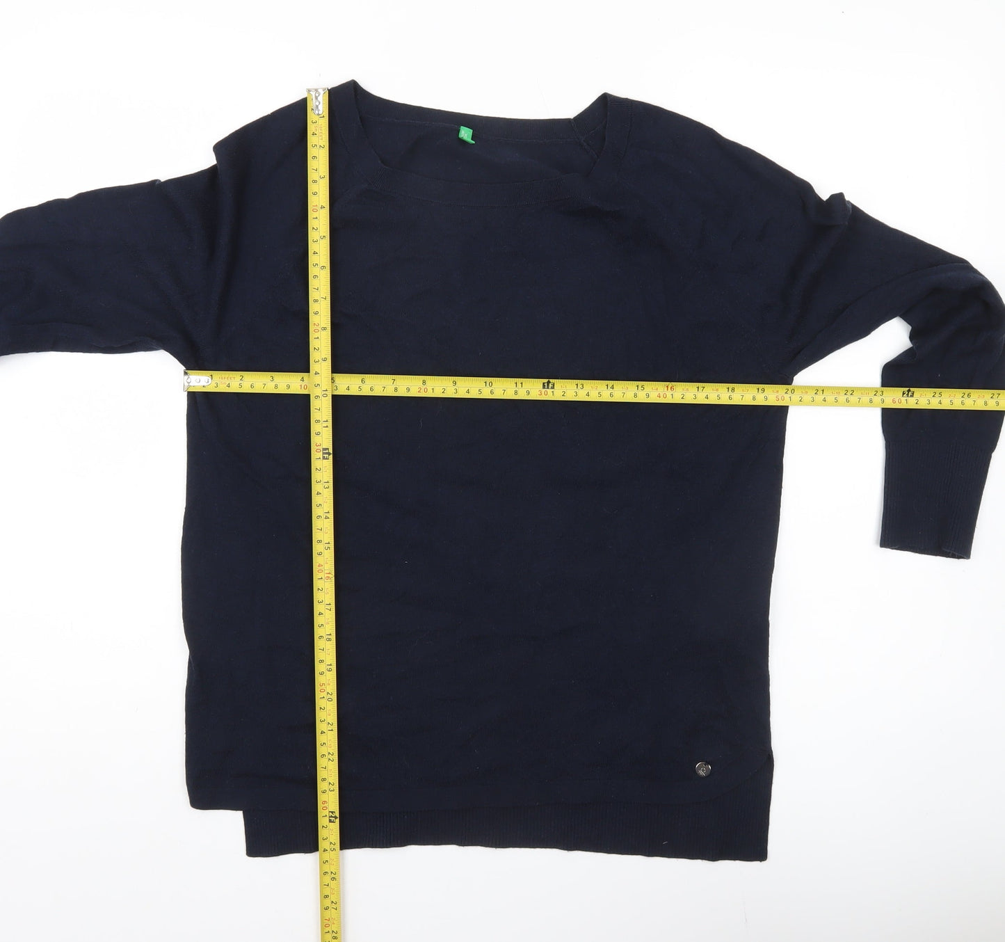 Womens UK Size L United Colors of Benetton Blue Pullover Jumper