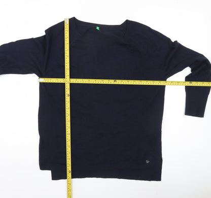 Womens UK Size L United Colors of Benetton Blue Pullover Jumper