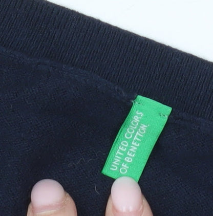 Womens UK Size L United Colors of Benetton Blue Pullover Jumper
