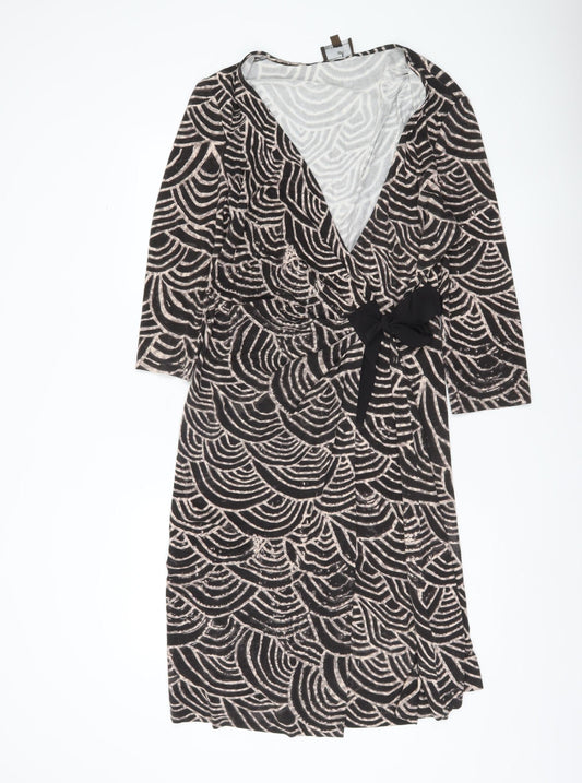 Fenn Wright Manson Women’s Black Geometric Wrap Dress Size 16