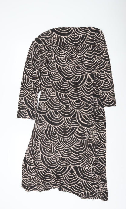 Fenn Wright Manson Women’s Black Geometric Wrap Dress Size 16